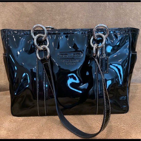 Coach black patent leather bag - Picture 1 of 8